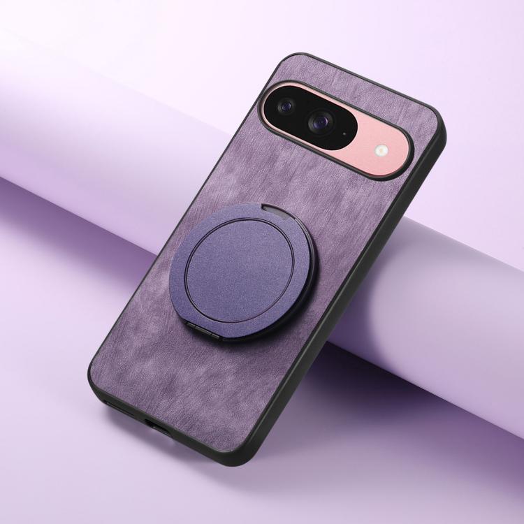 For Google Pixel 10 / 10 Pro Retro Leather Rotation Round Holder Phone Case