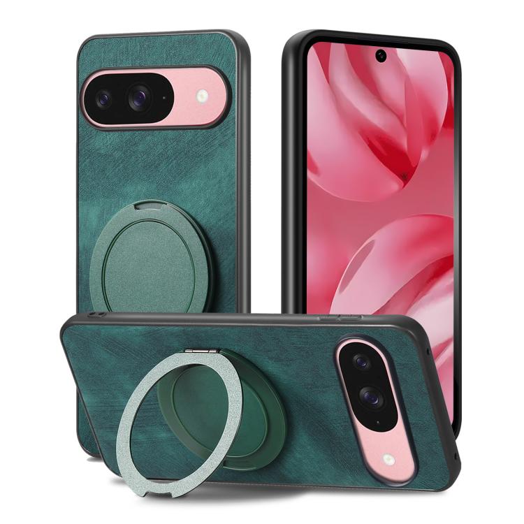 For Google Pixel 10 / 10 Pro Retro Leather Rotation Round Holder Phone Case
