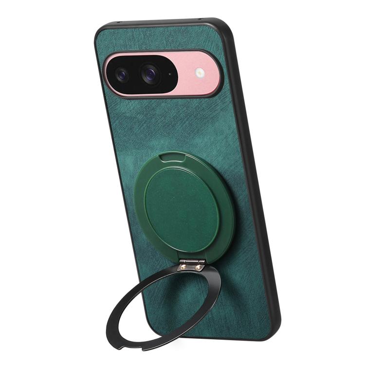 For Google Pixel 10 / 10 Pro Retro Leather Rotation Round Holder Phone Case