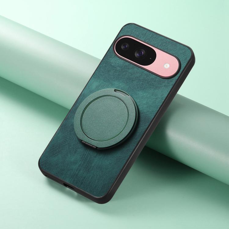 For Google Pixel 10 / 10 Pro Retro Leather Rotation Round Holder Phone Case