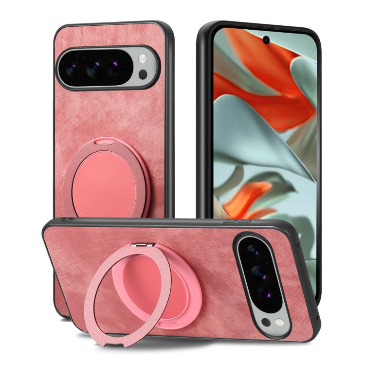 For Google Pixel 10 XL Retro Leather Rotation Round Holder Phone Case