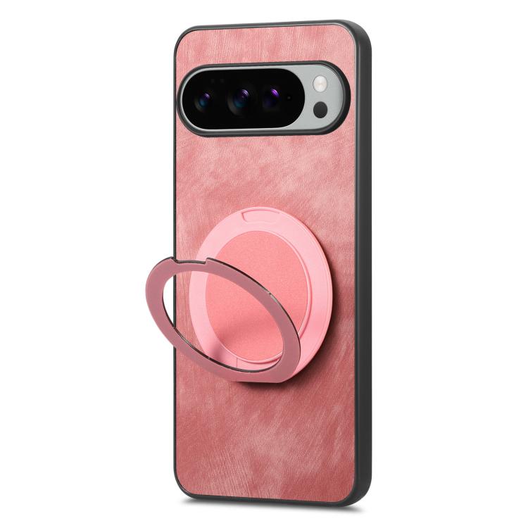 For Google Pixel 10 XL Retro Leather Rotation Round Holder Phone Case