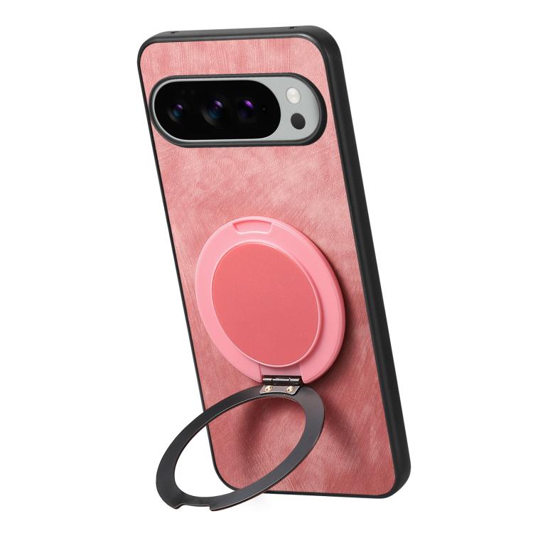 For Google Pixel 10 XL Retro Leather Rotation Round Holder Phone Case