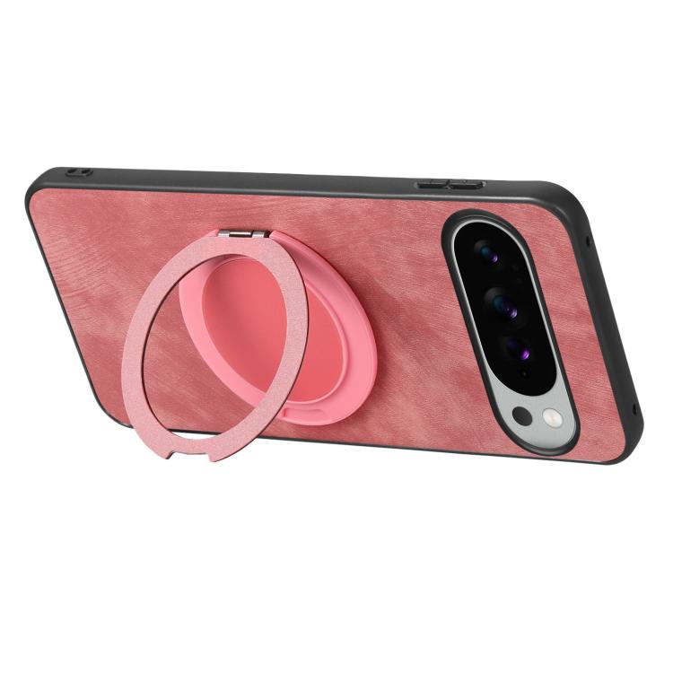 For Google Pixel 10 XL Retro Leather Rotation Round Holder Phone Case