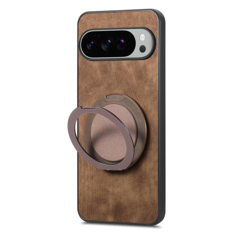 For Google Pixel 10 XL Retro Leather Rotation Round Holder Phone Case
