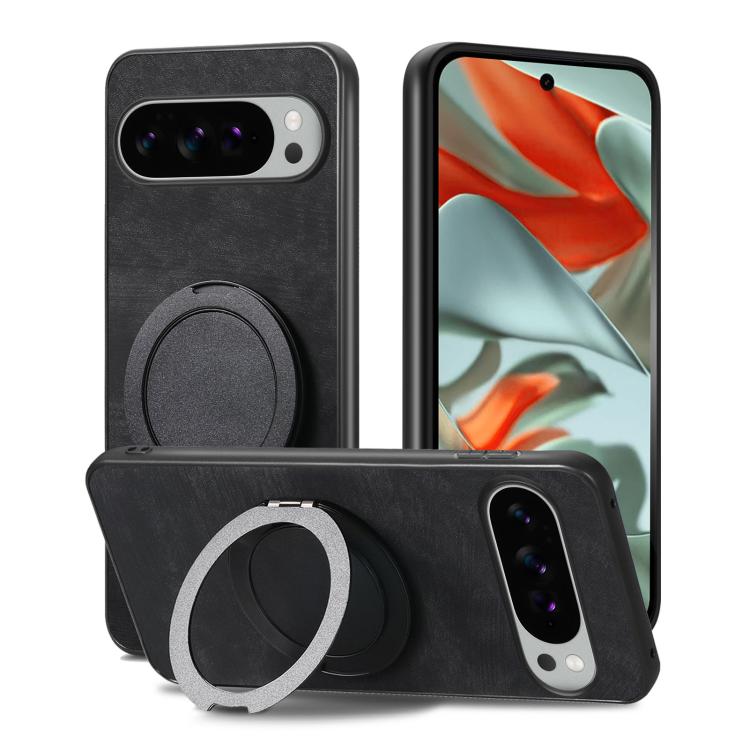 For Google Pixel 10 XL Retro Leather Rotation Round Holder Phone Case