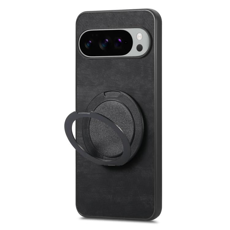 For Google Pixel 10 XL Retro Leather Rotation Round Holder Phone Case