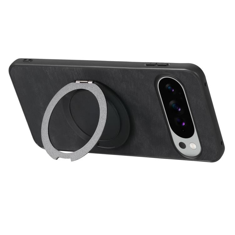 For Google Pixel 10 XL Retro Leather Rotation Round Holder Phone Case