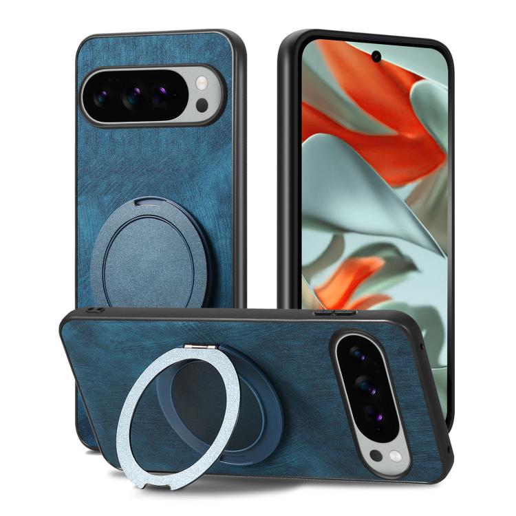 For Google Pixel 10 XL Retro Leather Rotation Round Holder Phone Case