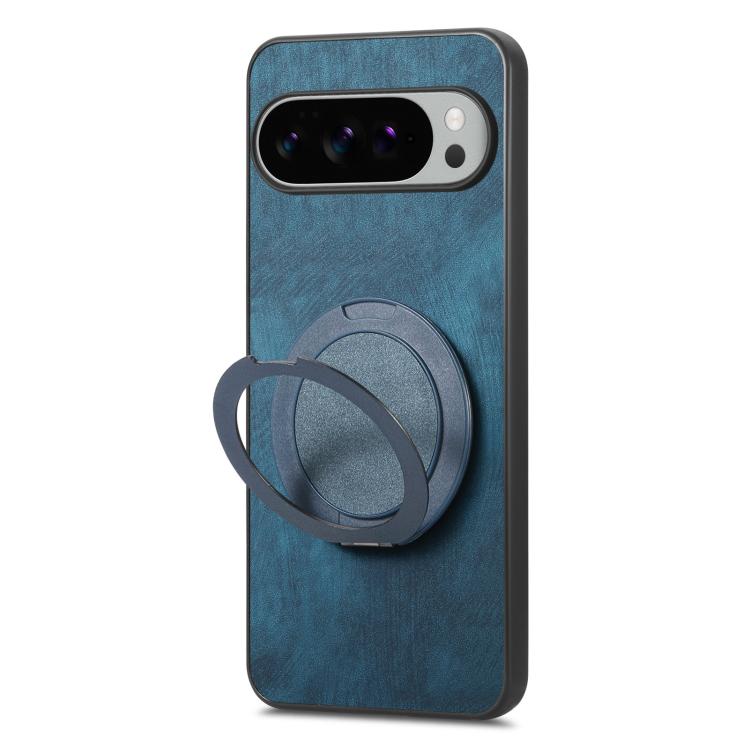 For Google Pixel 10 XL Retro Leather Rotation Round Holder Phone Case
