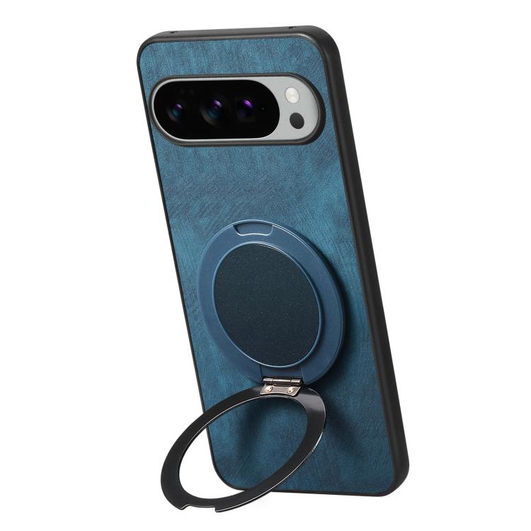 For Google Pixel 10 XL Retro Leather Rotation Round Holder Phone Case
