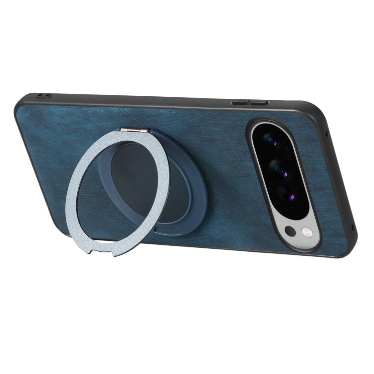 For Google Pixel 10 XL Retro Leather Rotation Round Holder Phone Case