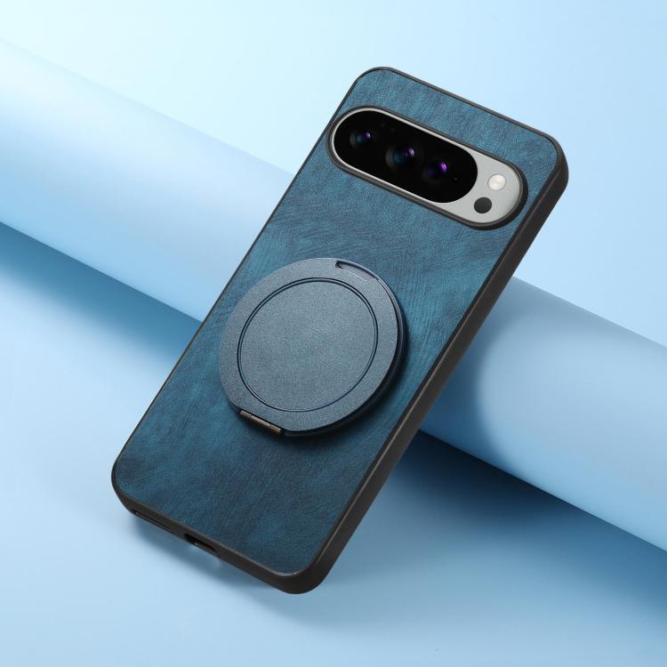 For Google Pixel 10 XL Retro Leather Rotation Round Holder Phone Case
