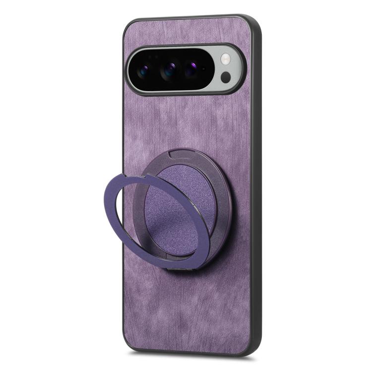 For Google Pixel 10 XL Retro Leather Rotation Round Holder Phone Case