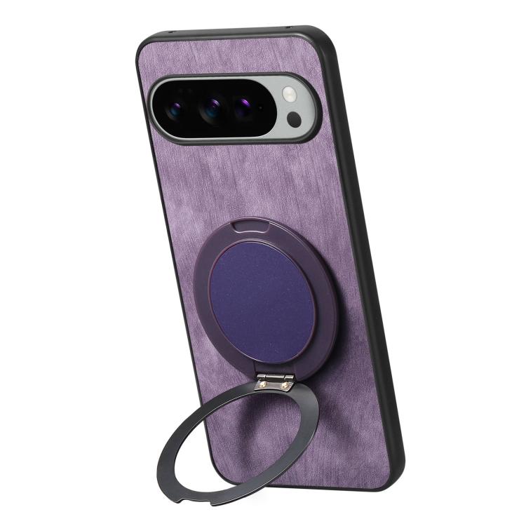 For Google Pixel 10 XL Retro Leather Rotation Round Holder Phone Case