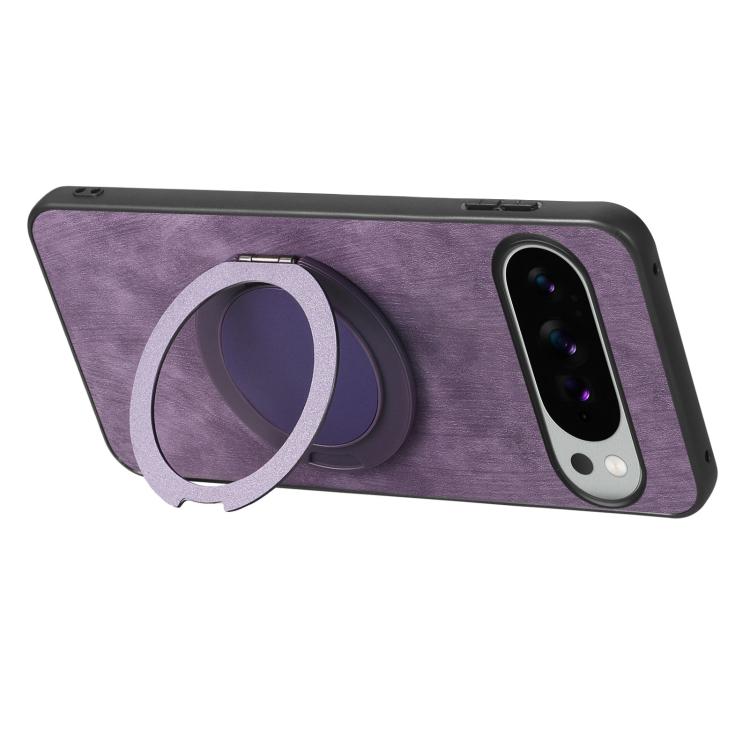 For Google Pixel 10 XL Retro Leather Rotation Round Holder Phone Case