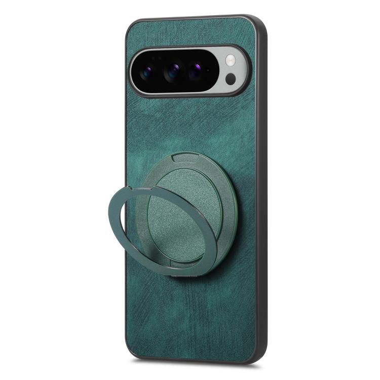 For Google Pixel 10 XL Retro Leather Rotation Round Holder Phone Case