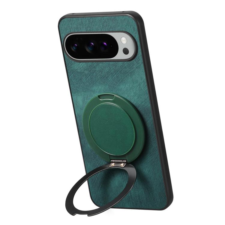 For Google Pixel 10 XL Retro Leather Rotation Round Holder Phone Case