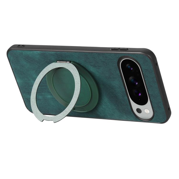 For Google Pixel 10 XL Retro Leather Rotation Round Holder Phone Case