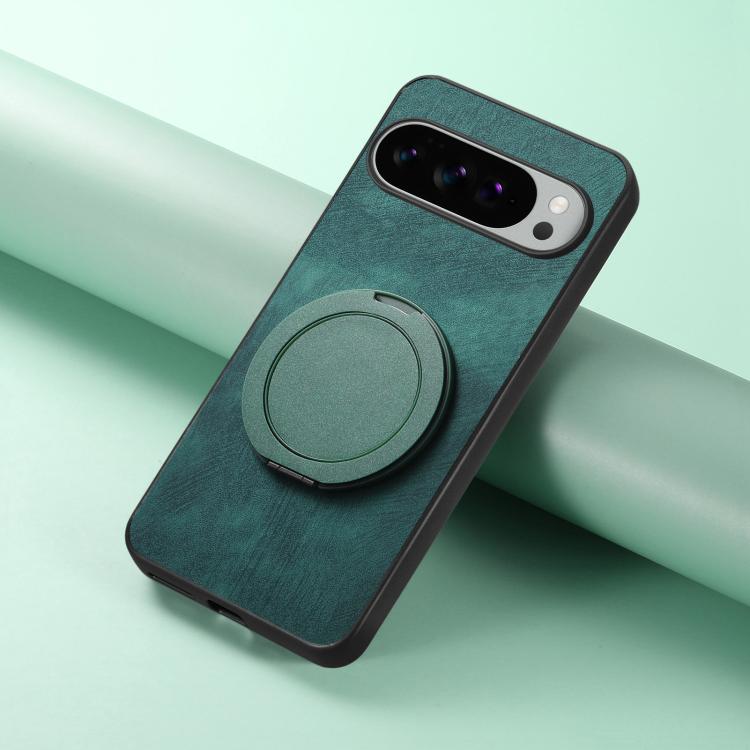 For Google Pixel 10 XL Retro Leather Rotation Round Holder Phone Case