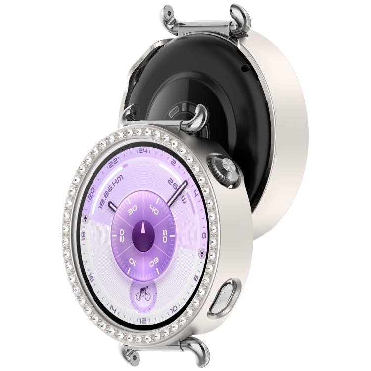 For Huawei Watch GT 6 41mm Single Row Diamond Half Coverage Hollow PC Watch Protective Cover