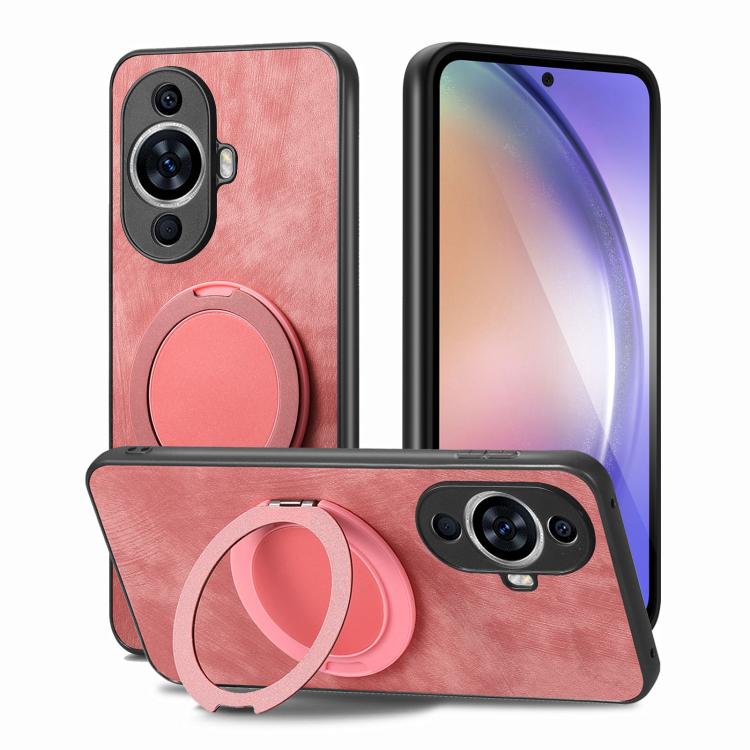 For Huawei nova 11 Retro Leather Rotation Round Holder Phone Case