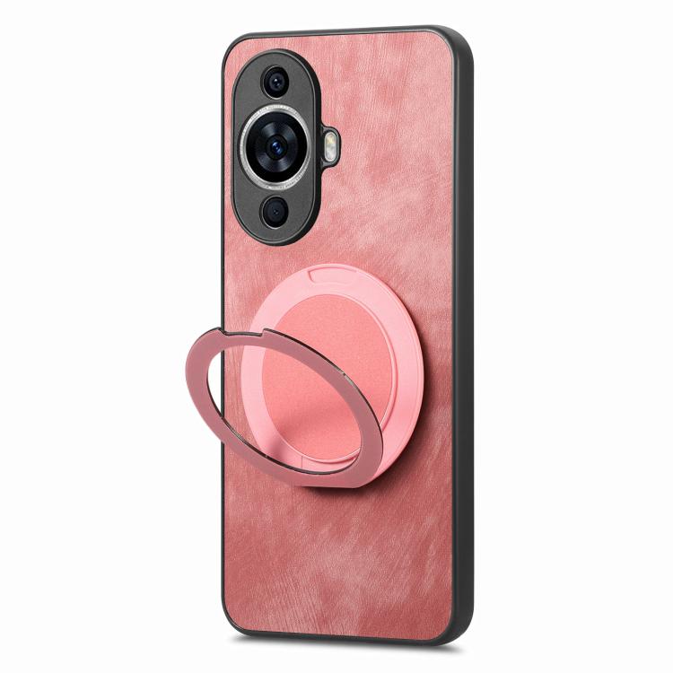 For Huawei nova 11 Retro Leather Rotation Round Holder Phone Case