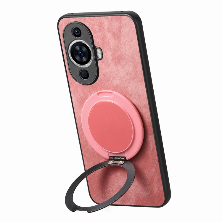 For Huawei nova 11 Retro Leather Rotation Round Holder Phone Case