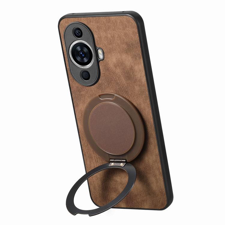 For Huawei nova 11 Retro Leather Rotation Round Holder Phone Case