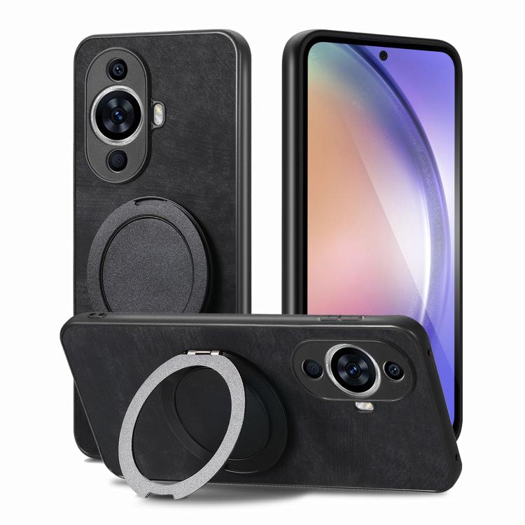For Huawei nova 11 Retro Leather Rotation Round Holder Phone Case