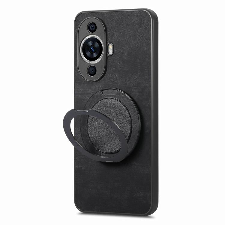 For Huawei nova 11 Retro Leather Rotation Round Holder Phone Case