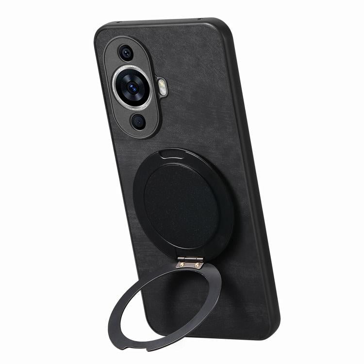 For Huawei nova 11 Retro Leather Rotation Round Holder Phone Case