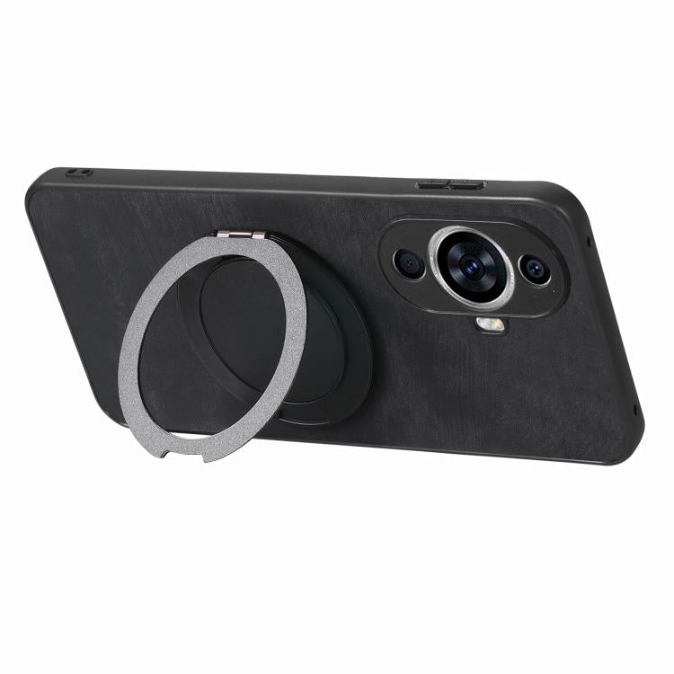 For Huawei nova 11 Retro Leather Rotation Round Holder Phone Case