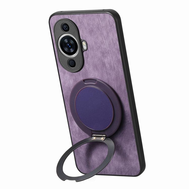 For Huawei nova 11 Retro Leather Rotation Round Holder Phone Case