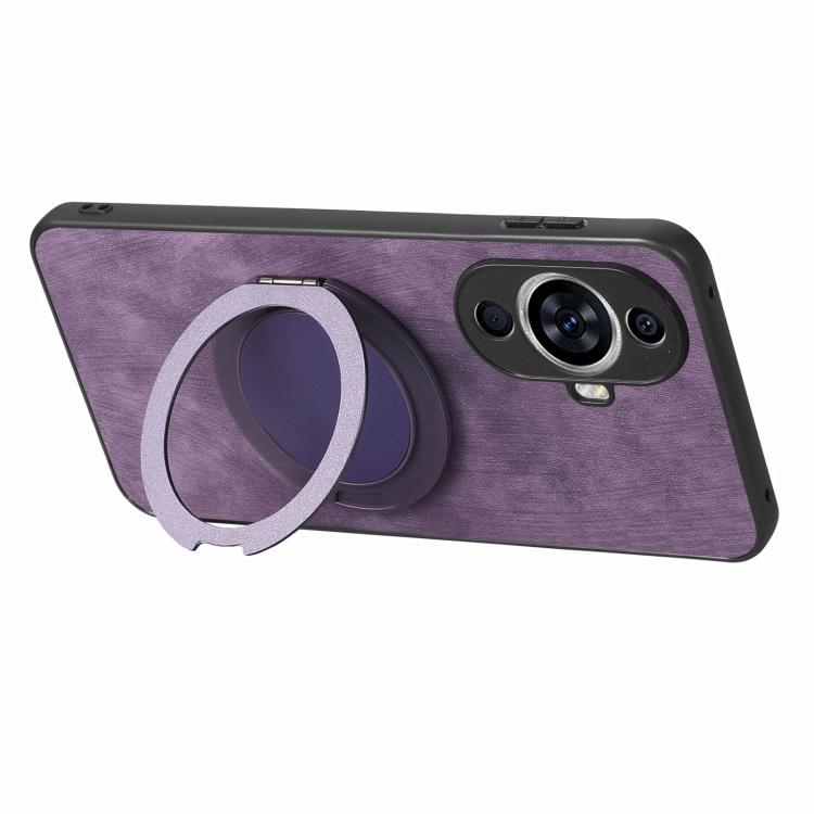 For Huawei nova 11 Retro Leather Rotation Round Holder Phone Case