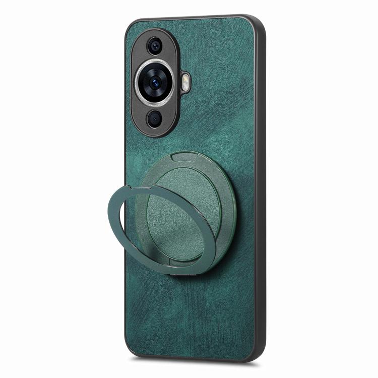 For Huawei nova 11 Retro Leather Rotation Round Holder Phone Case