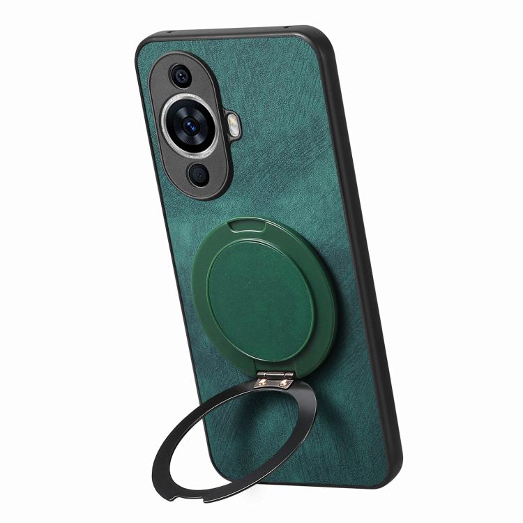 For Huawei nova 11 Retro Leather Rotation Round Holder Phone Case