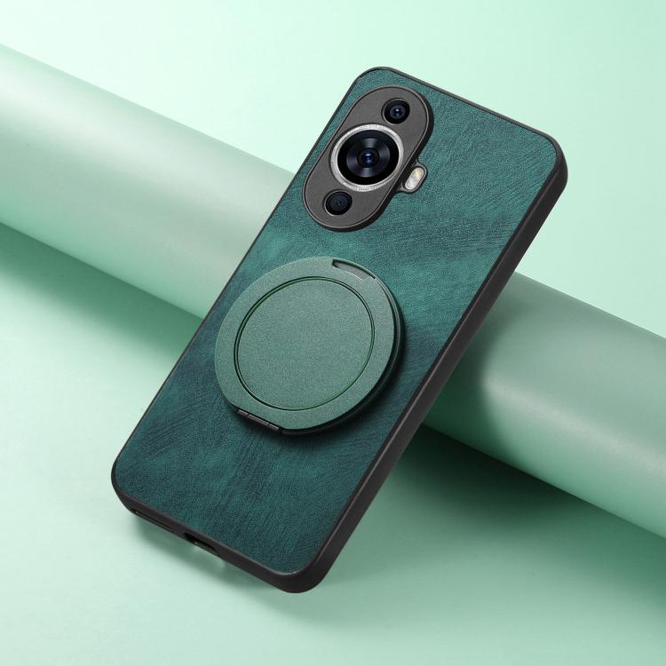 For Huawei nova 11 Retro Leather Rotation Round Holder Phone Case