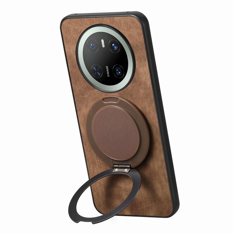 For Huawei Mate 70 Retro Leather Rotation Round Holder Phone Case