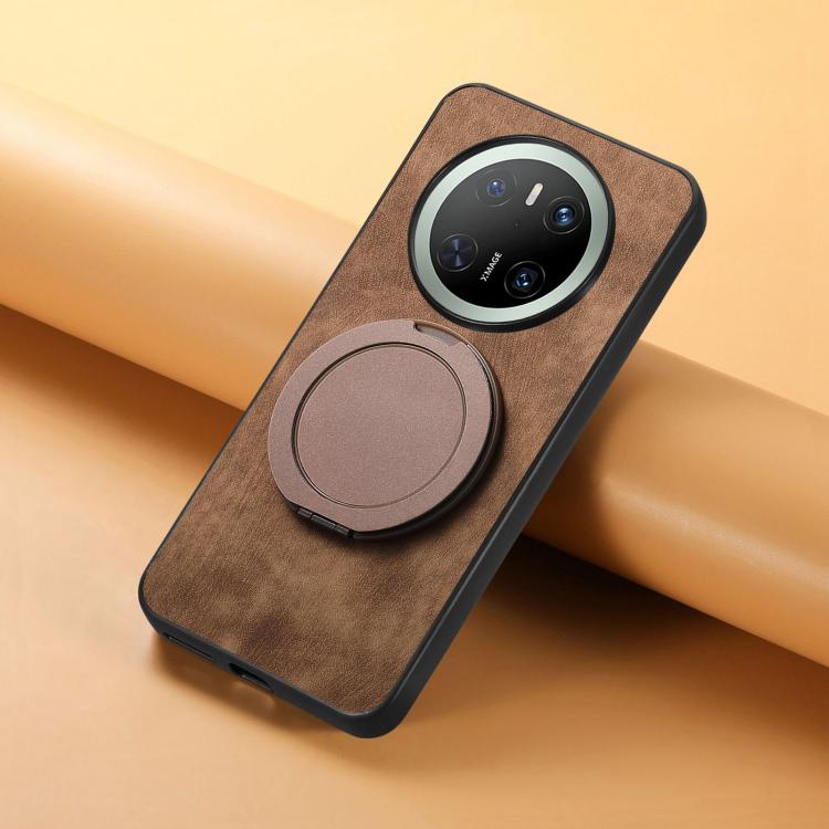 For Huawei Mate 70 Retro Leather Rotation Round Holder Phone Case
