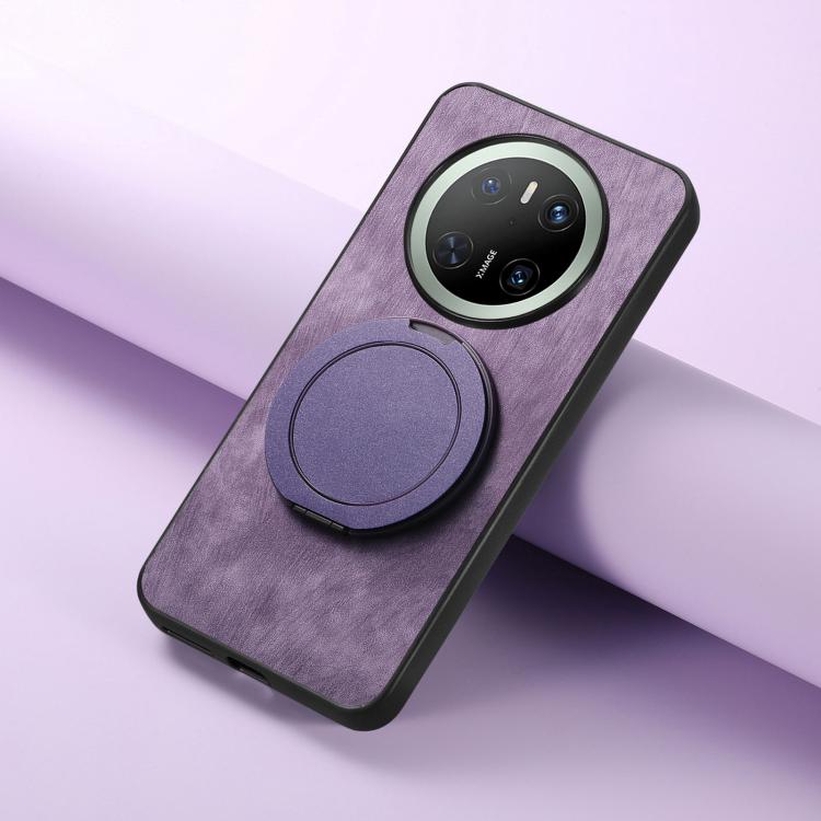 For Huawei Mate 70 Retro Leather Rotation Round Holder Phone Case