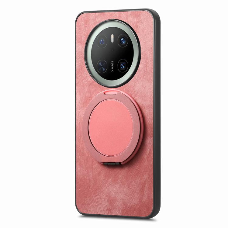 For Huawei Mate 70 Pro Retro Leather Rotation Round Holder Phone Case
