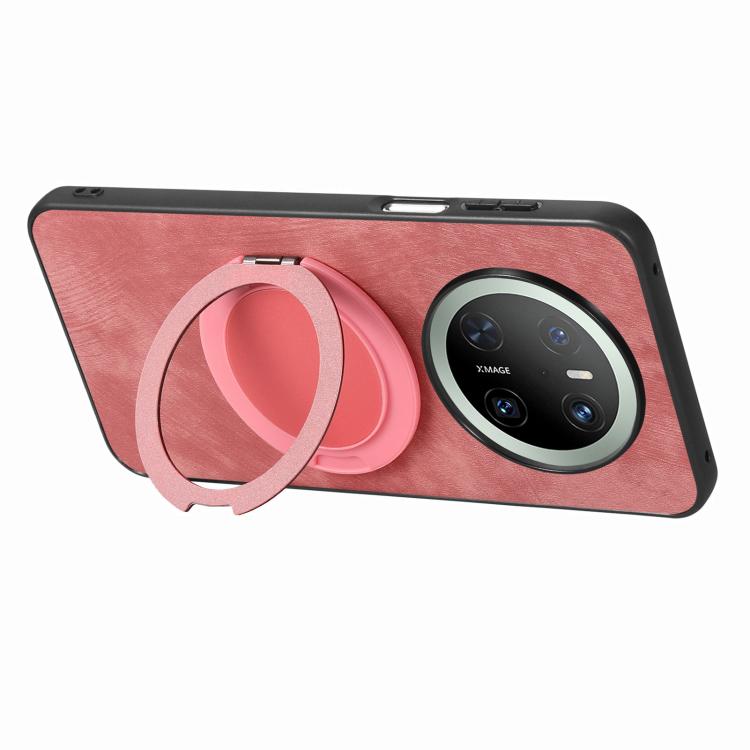 For Huawei Mate 70 Pro Retro Leather Rotation Round Holder Phone Case