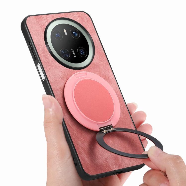 For Huawei Mate 70 Pro Retro Leather Rotation Round Holder Phone Case
