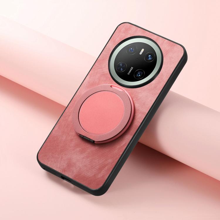 For Huawei Mate 70 Pro Retro Leather Rotation Round Holder Phone Case