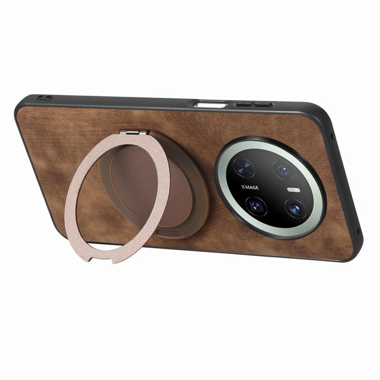For Huawei Mate 70 Pro Retro Leather Rotation Round Holder Phone Case