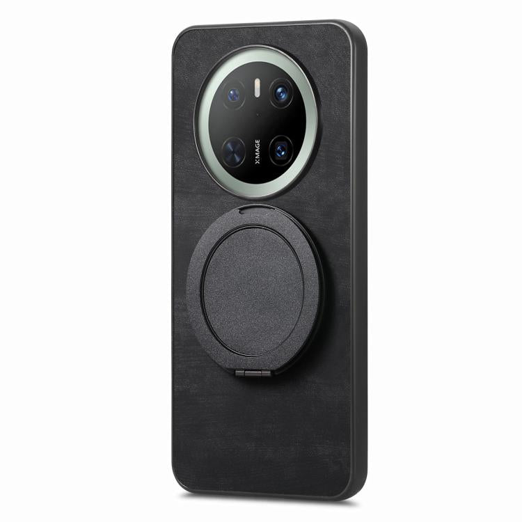 For Huawei Mate 70 Pro Retro Leather Rotation Round Holder Phone Case
