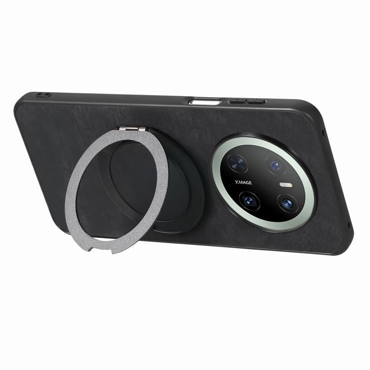 For Huawei Mate 70 Pro Retro Leather Rotation Round Holder Phone Case