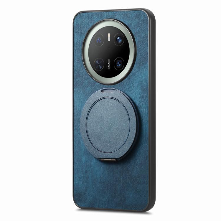 For Huawei Mate 70 Pro Retro Leather Rotation Round Holder Phone Case