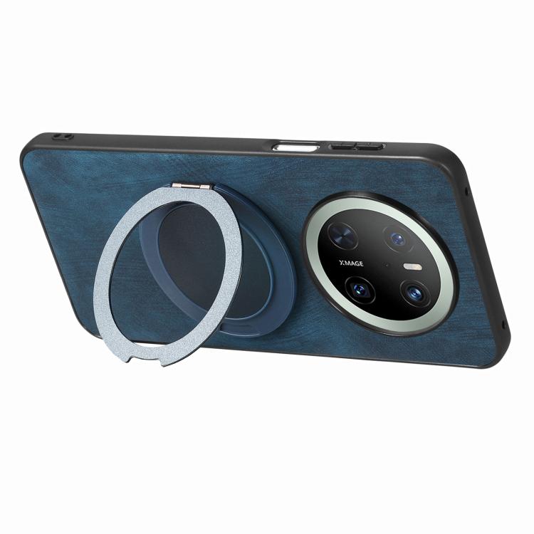 For Huawei Mate 70 Pro Retro Leather Rotation Round Holder Phone Case